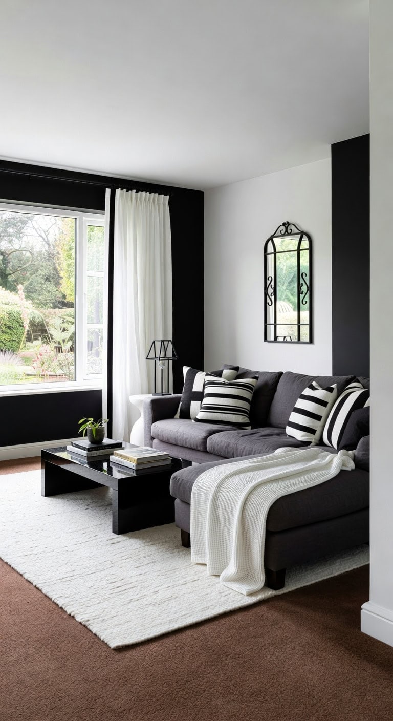 striking monochrome contrast with warm brown