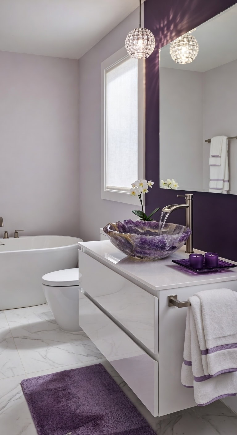 stunning amethyst vessel sink showstopper