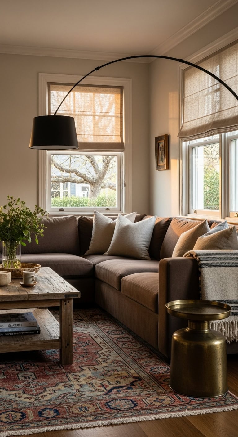 stylish brown sectional living room
