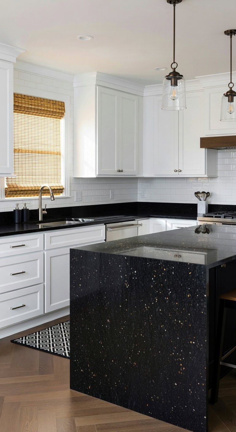 subtle sparkle dramatic black granite