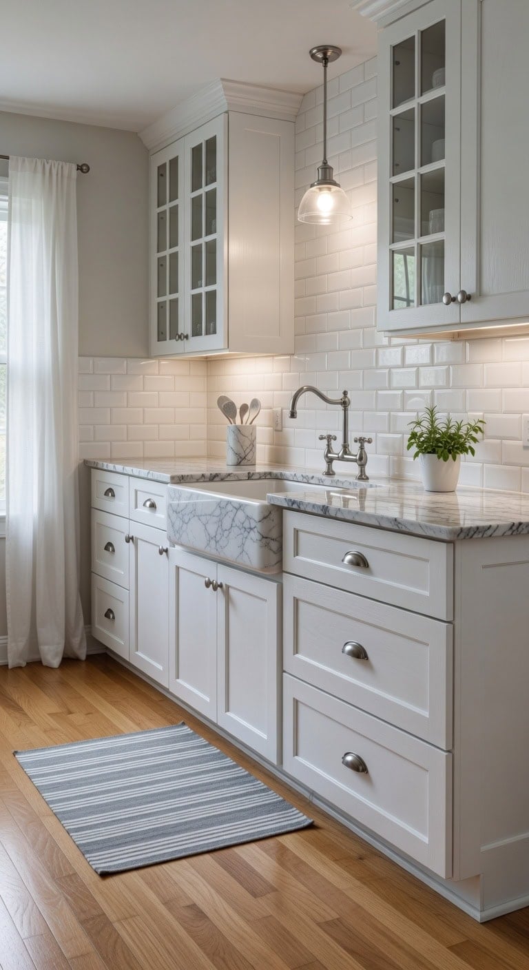 timeless marble appeal with gray granite