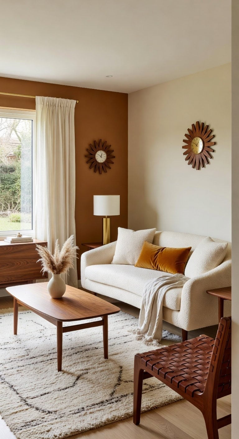 timeless mid century walnut living room