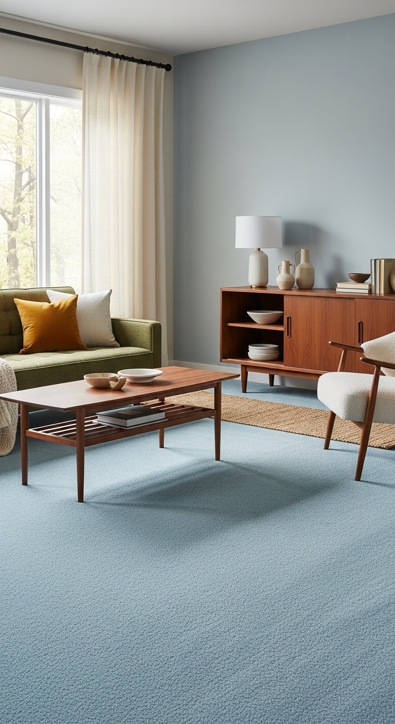 timeless mid century walnut powder blue