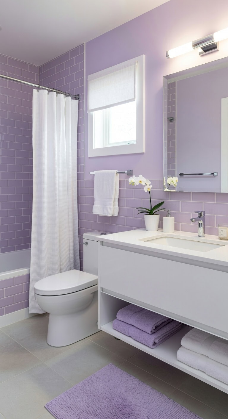 timeless purple subway tile update