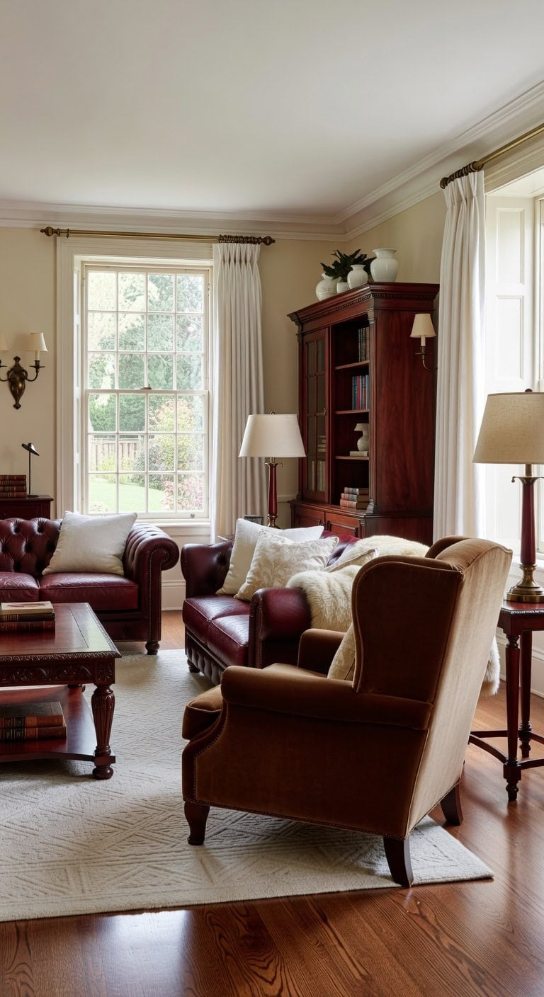 timeless sophisticated mahogany meets fresh whites