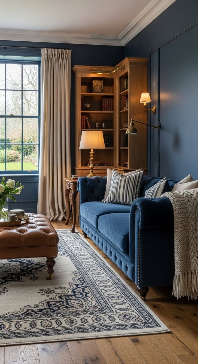 timeless sophisticated navy velvet chesterfield