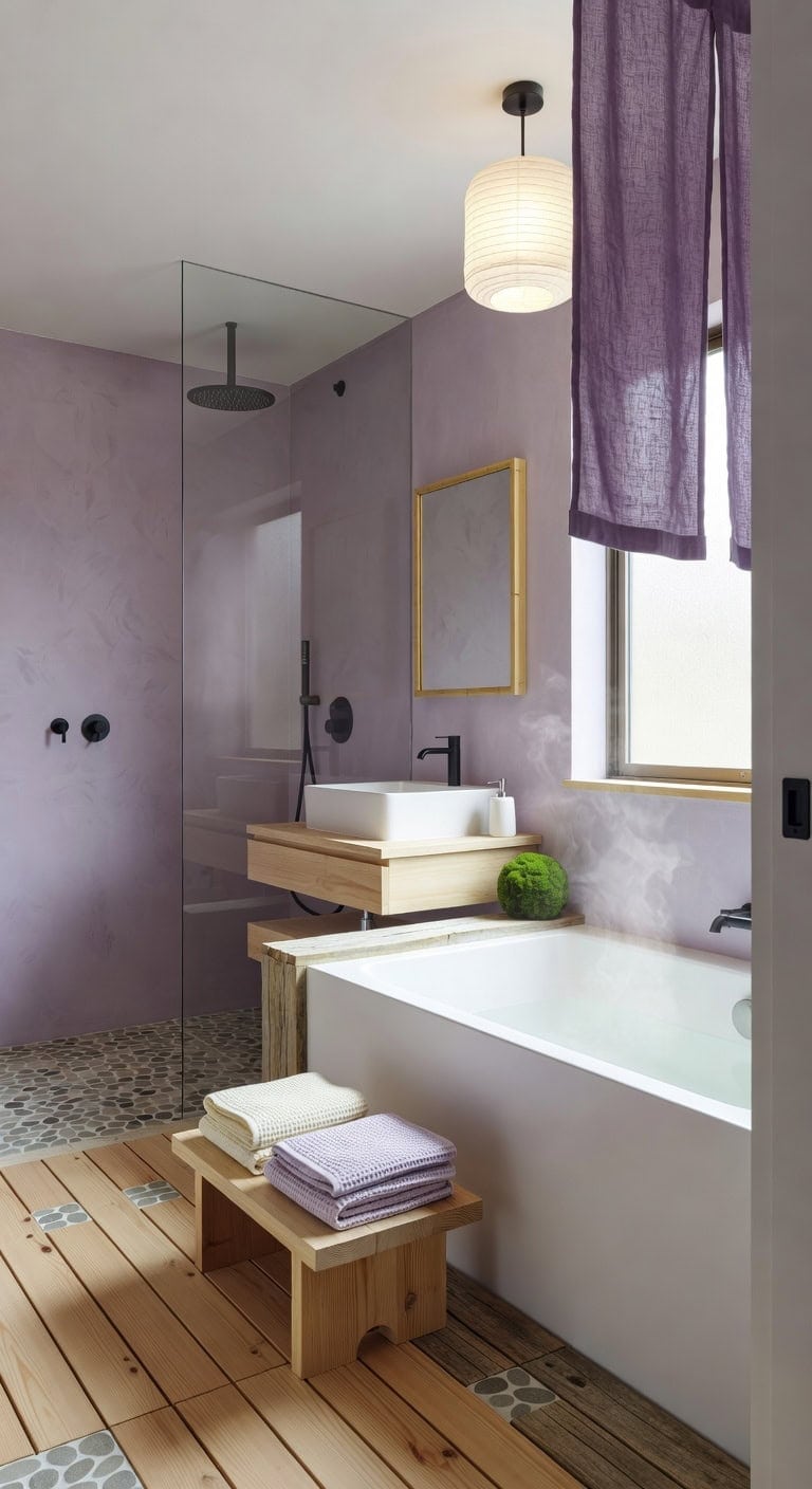 tranquil japanese inspired purple spa retreat