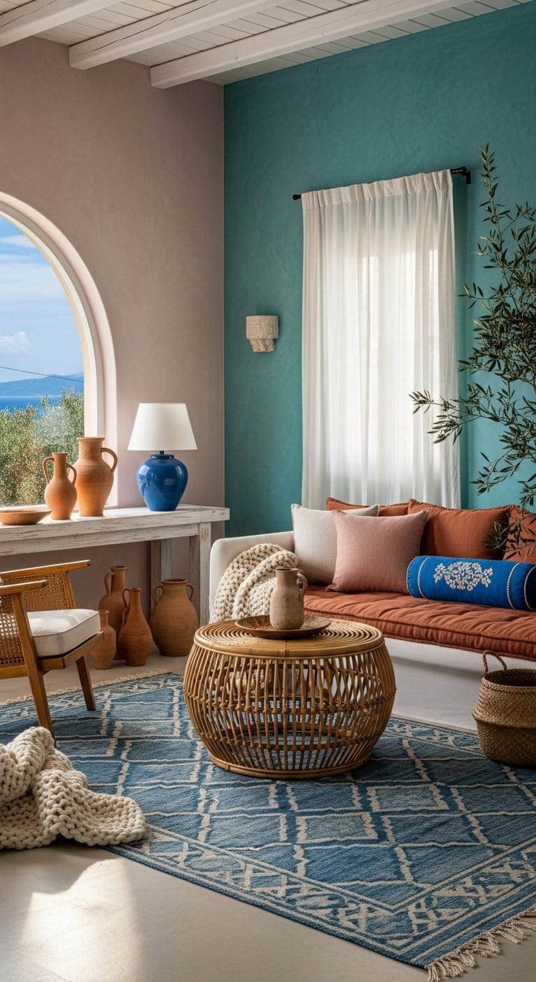 tranquil mediterranean coastal living room