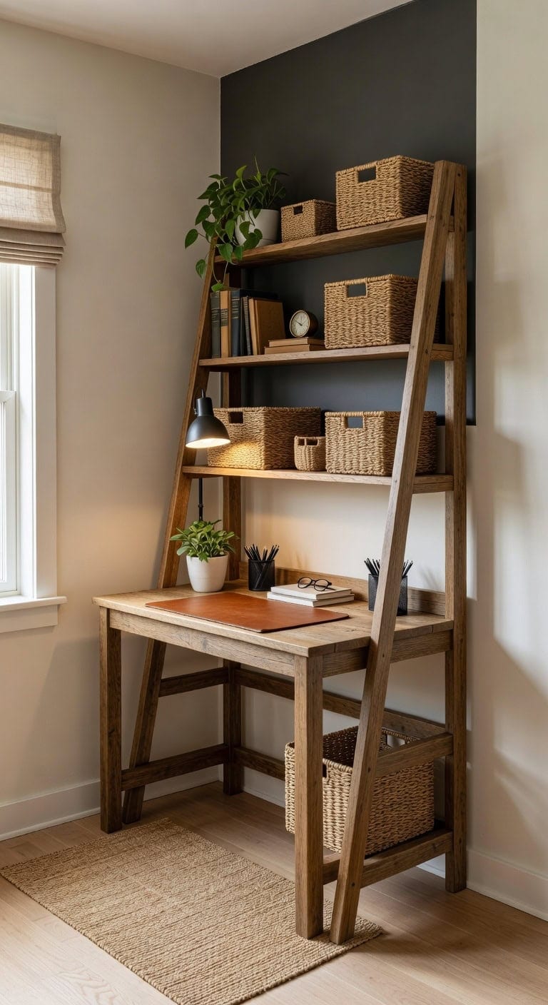 vertical storage efficient workspace solution
