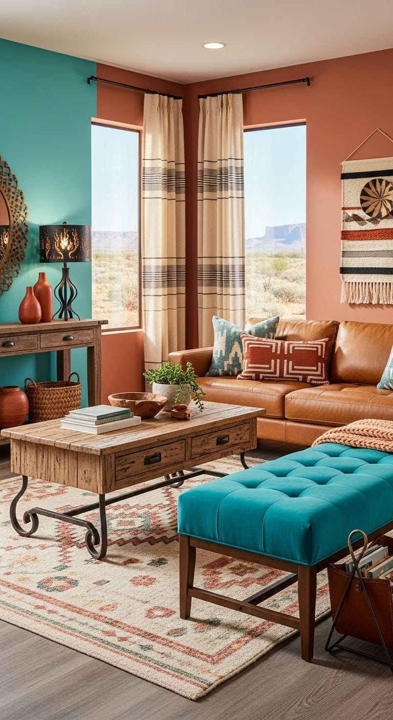 vibrant southwestern desert modern bench