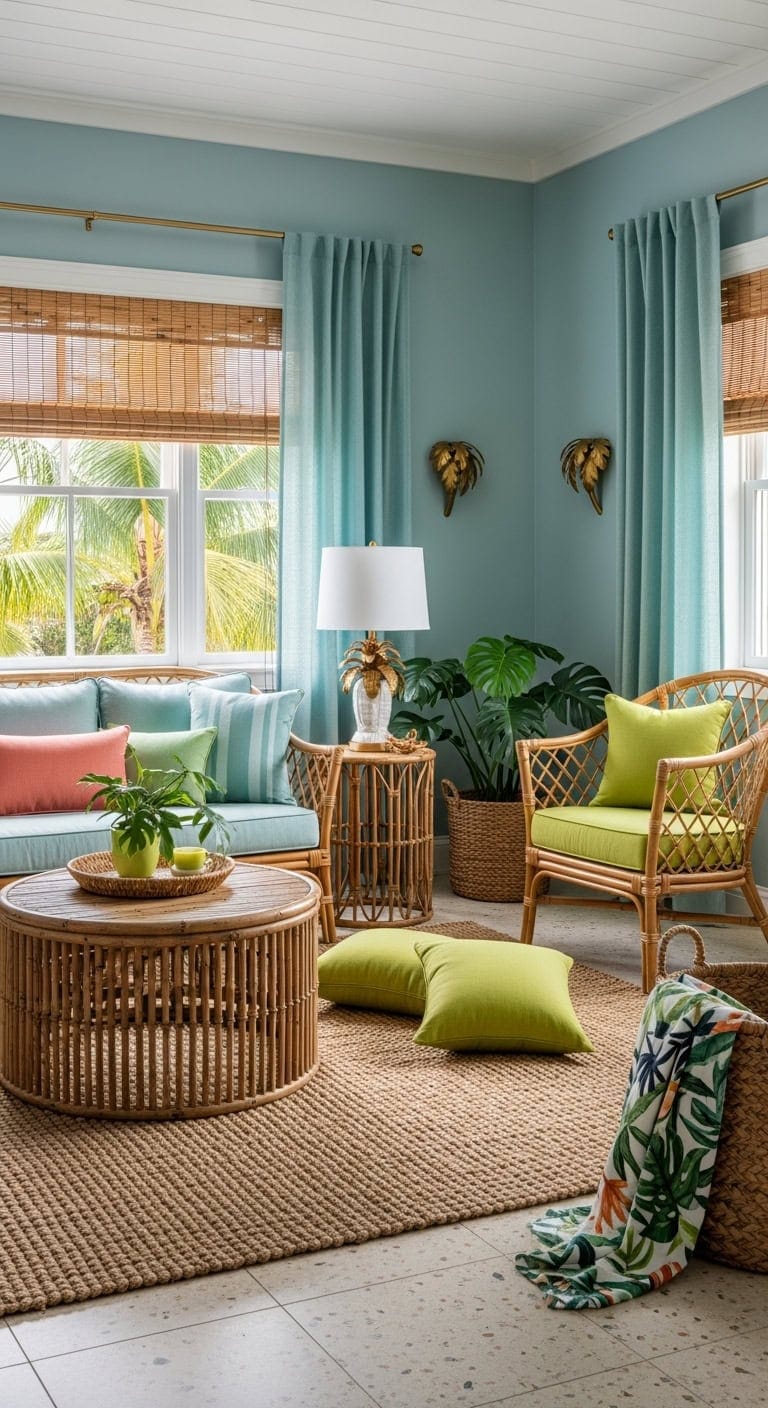 vibrant tropical style with coastal flair