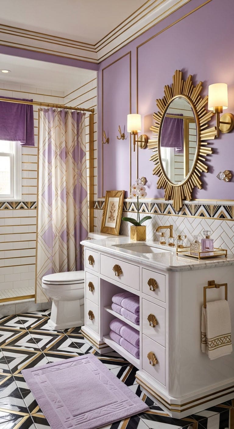 vintage glamour soft metallic geometric