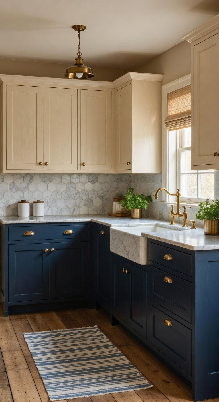 vintage two tone cabinet color contrast