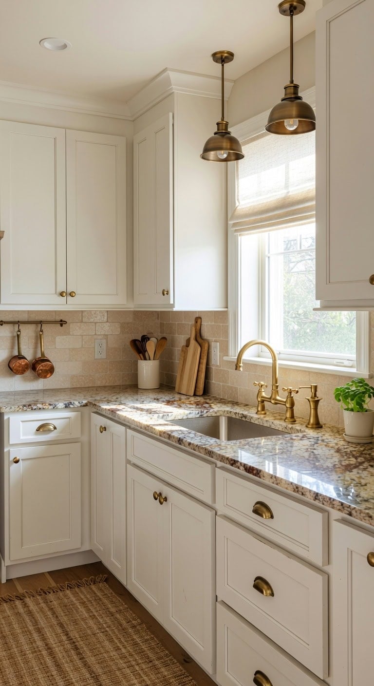 warm balanced elegant granite kitchen design