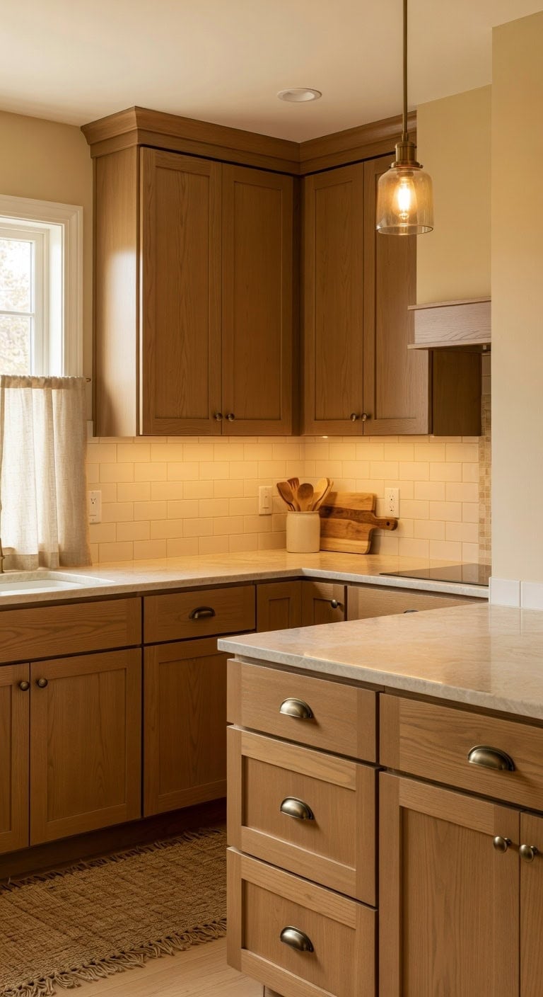 warm inviting versatile toffee cabinetry