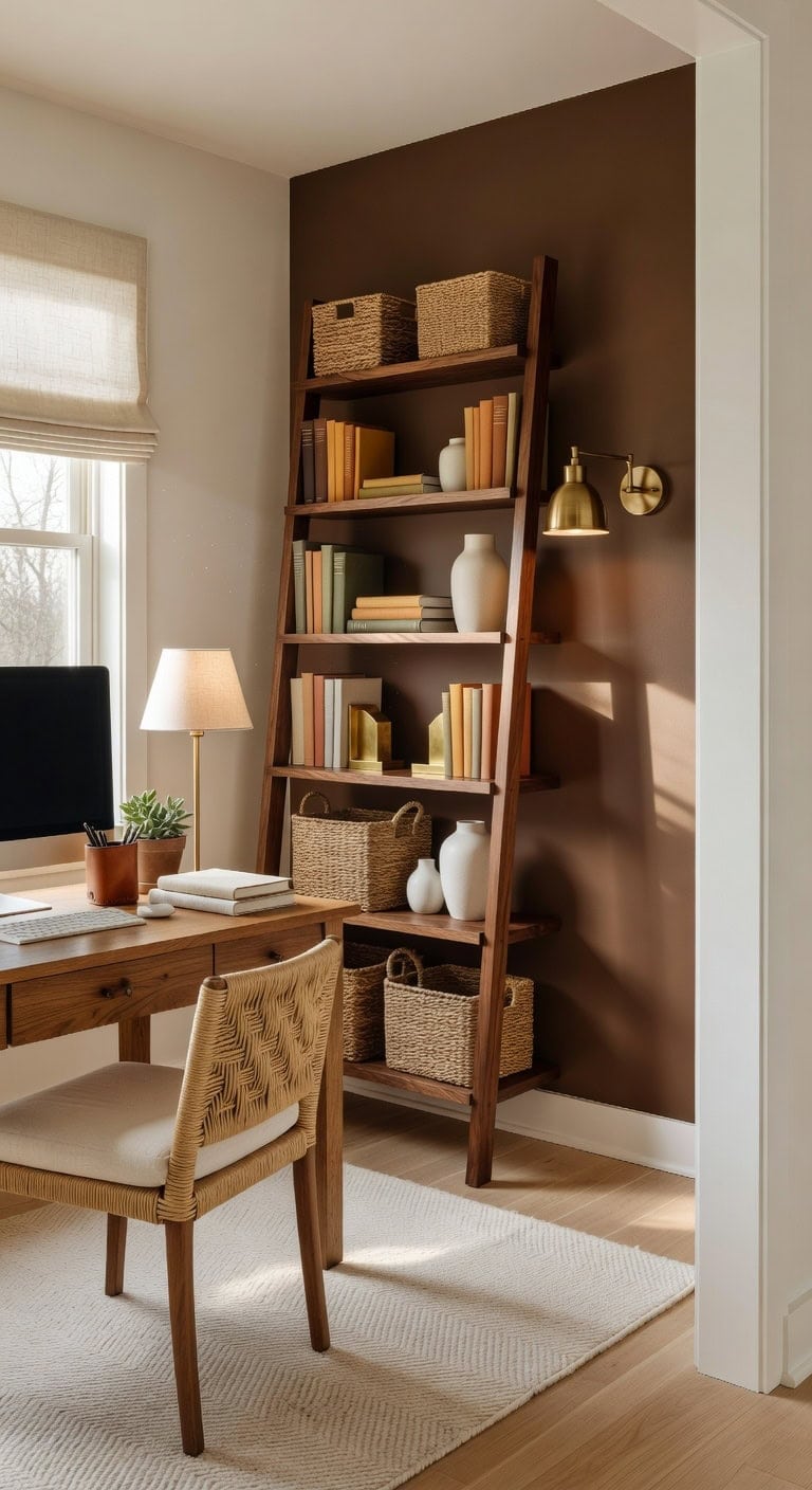 warm layered visually interesting storage solution