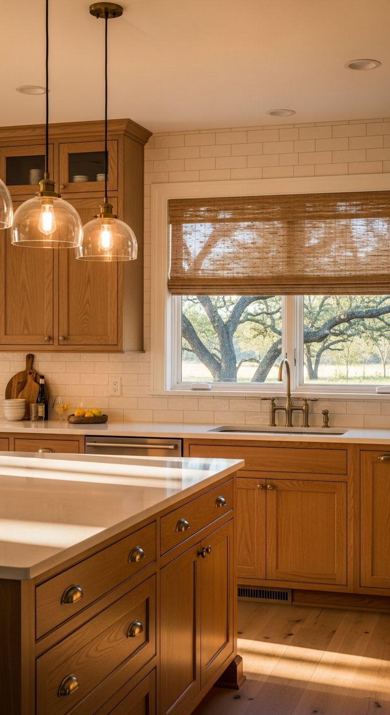 warm natural inviting kitchen cabinets