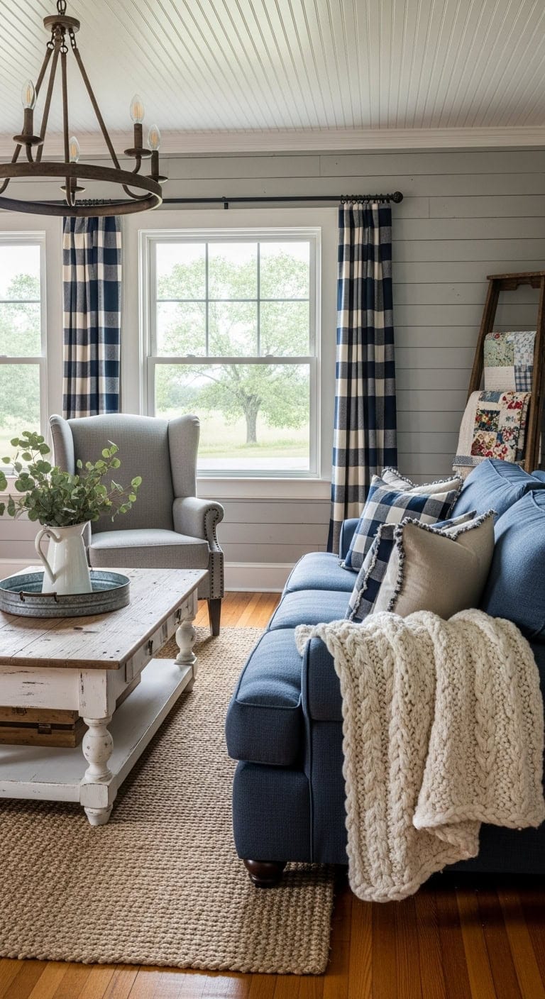warm rustic farmhouse living room