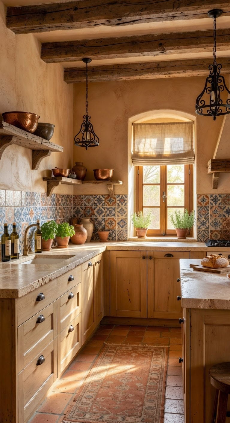 warm sun drenched tuscan inspired welcoming kitchen