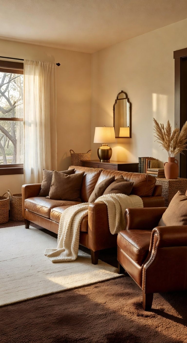 warm walls brown carpet cozy room