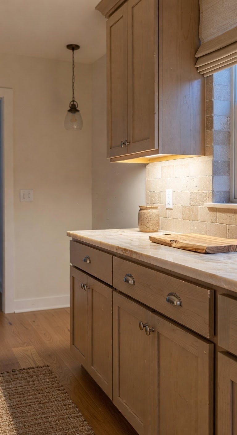 warm welcoming tan cabinetry highlight