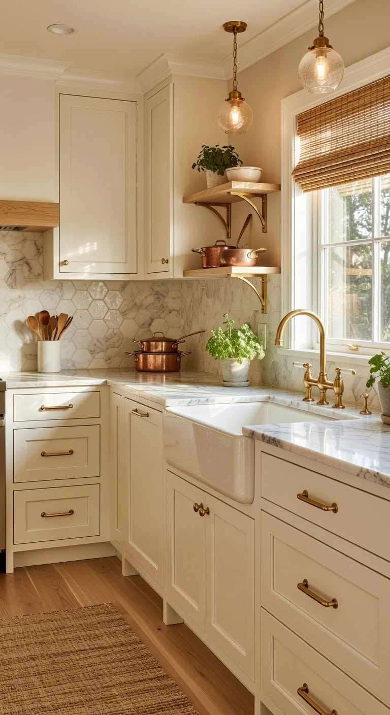warmth infusing brass kitchen hardware
