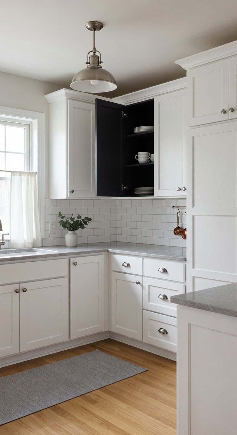 white cabinets black interior surprise