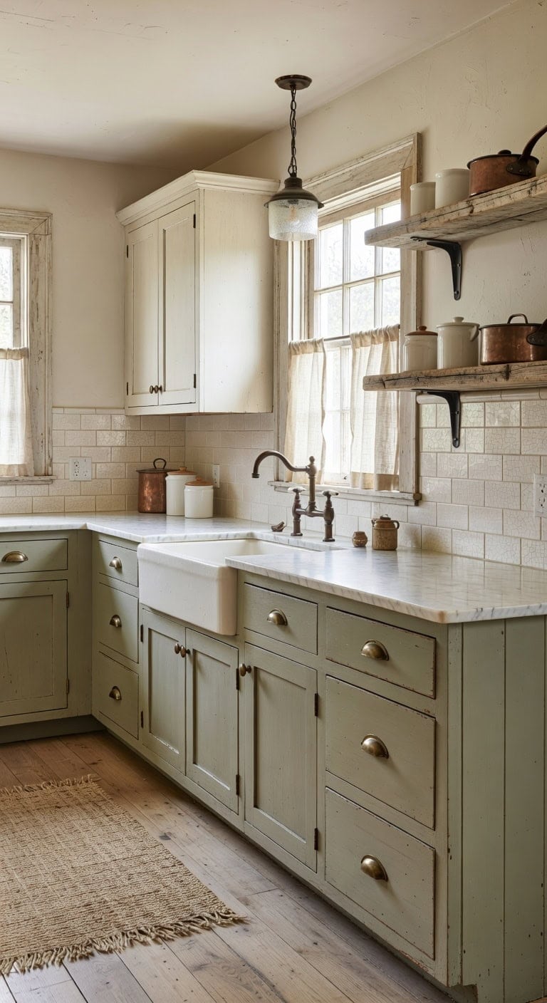 worn weathered vintage inspired kitchen charm
