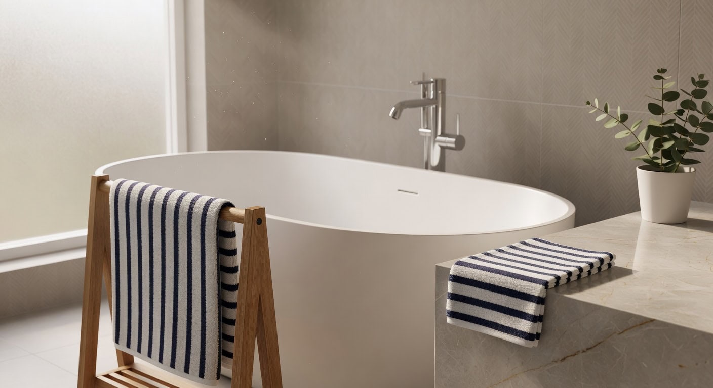 absorbent quick drying striped cotton towels