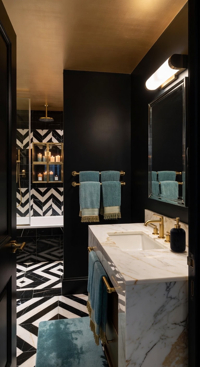 art deco black gold glam