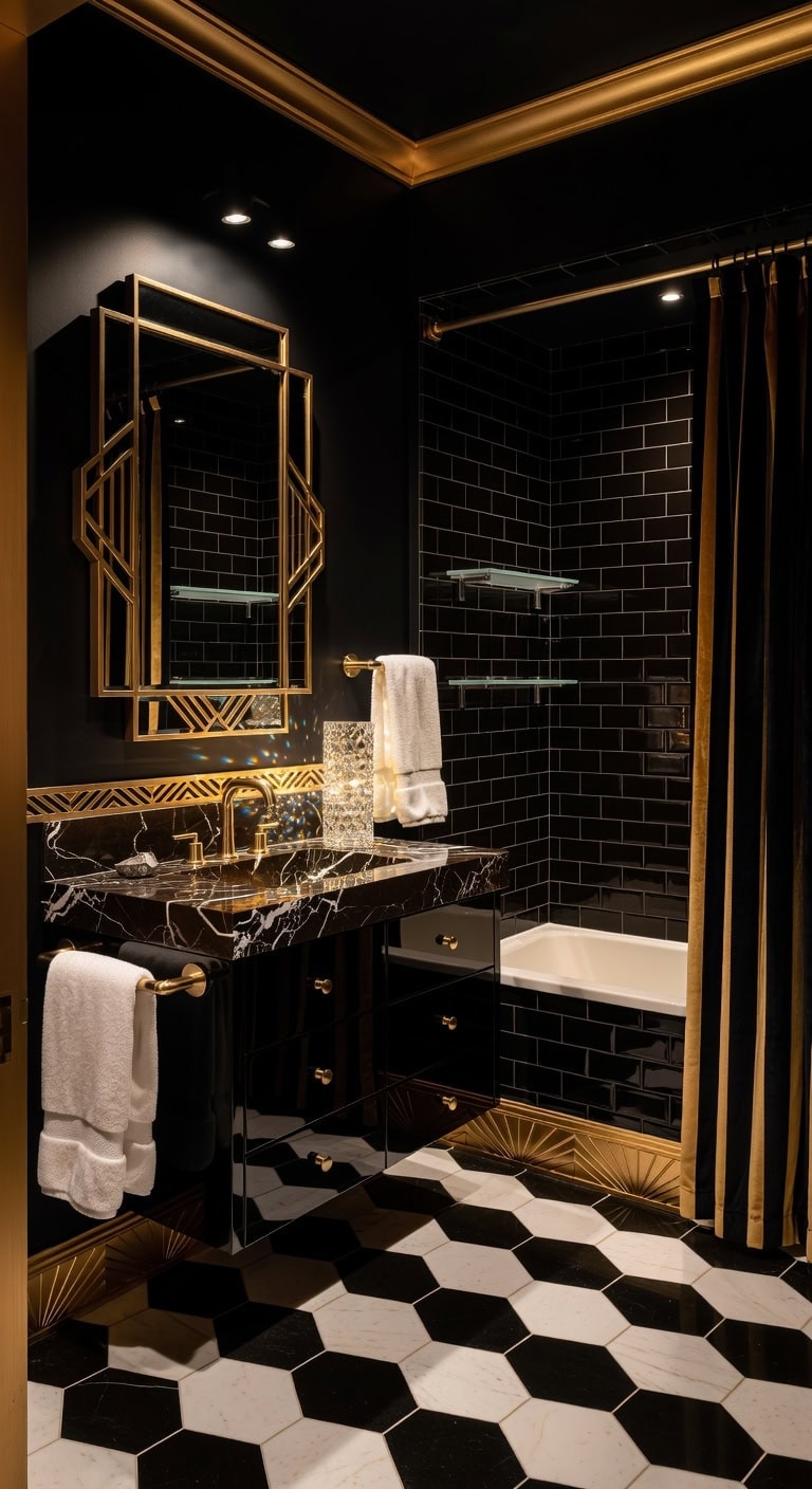 art deco black gold luxe