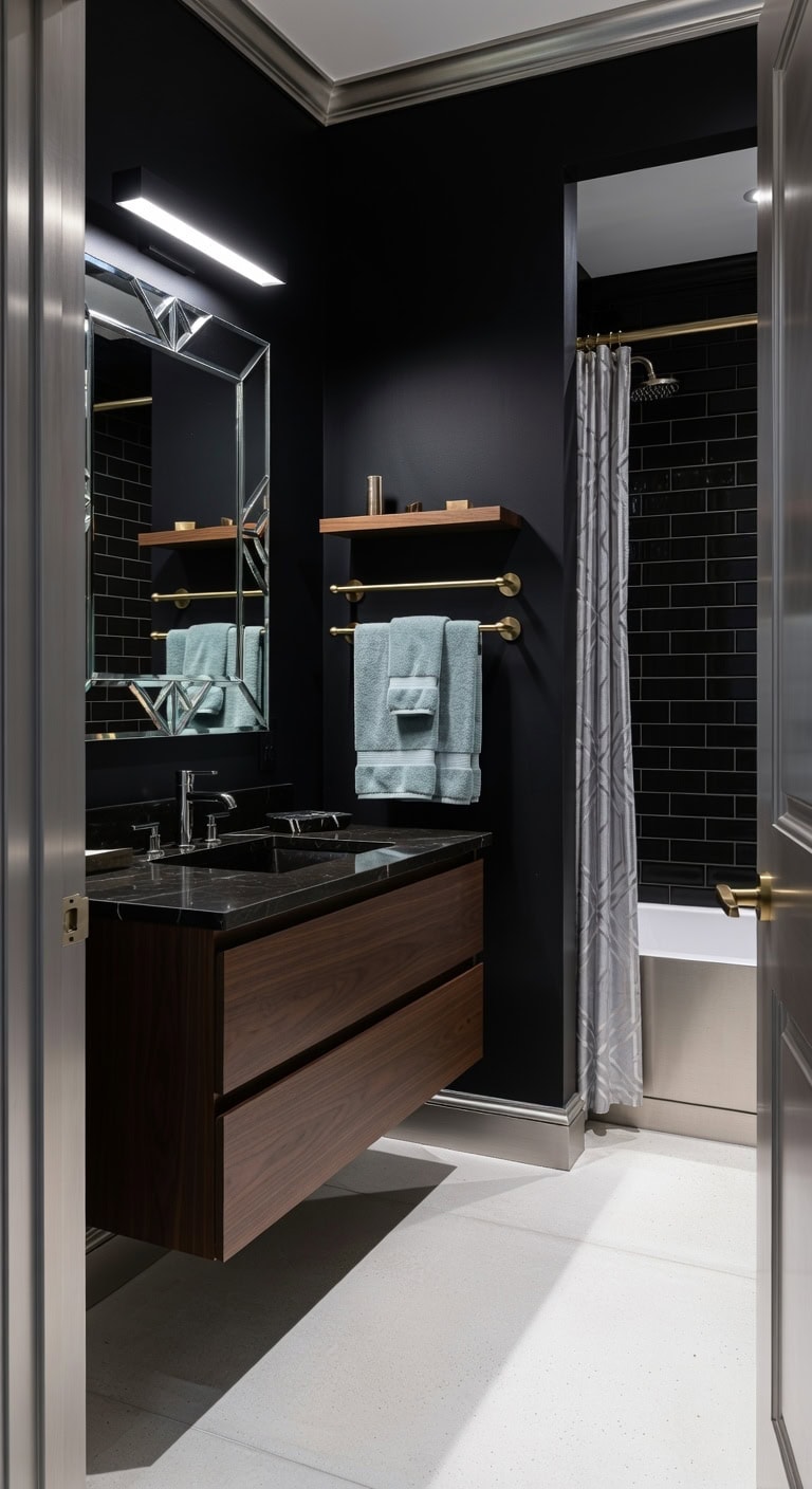 art deco black silver brass