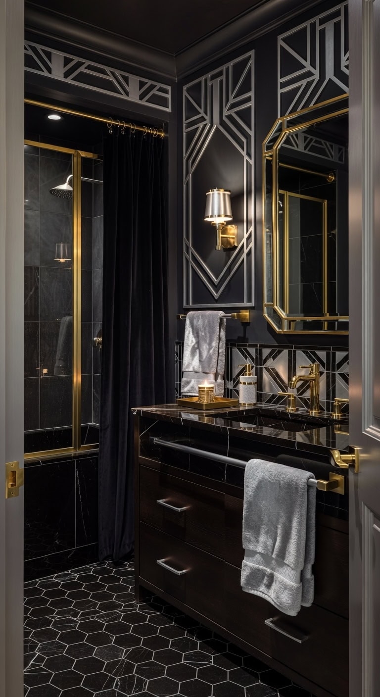 art deco brass and marble