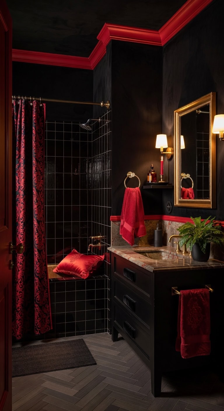 baroque red black luxury retreat