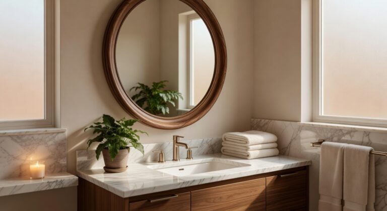 bathroom mirrors walnut frames round shaped