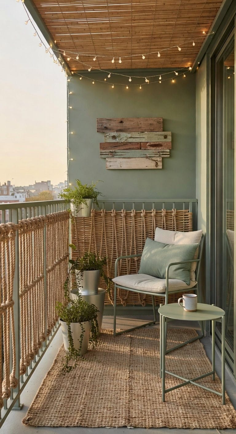 beige hemp rope balcony decor