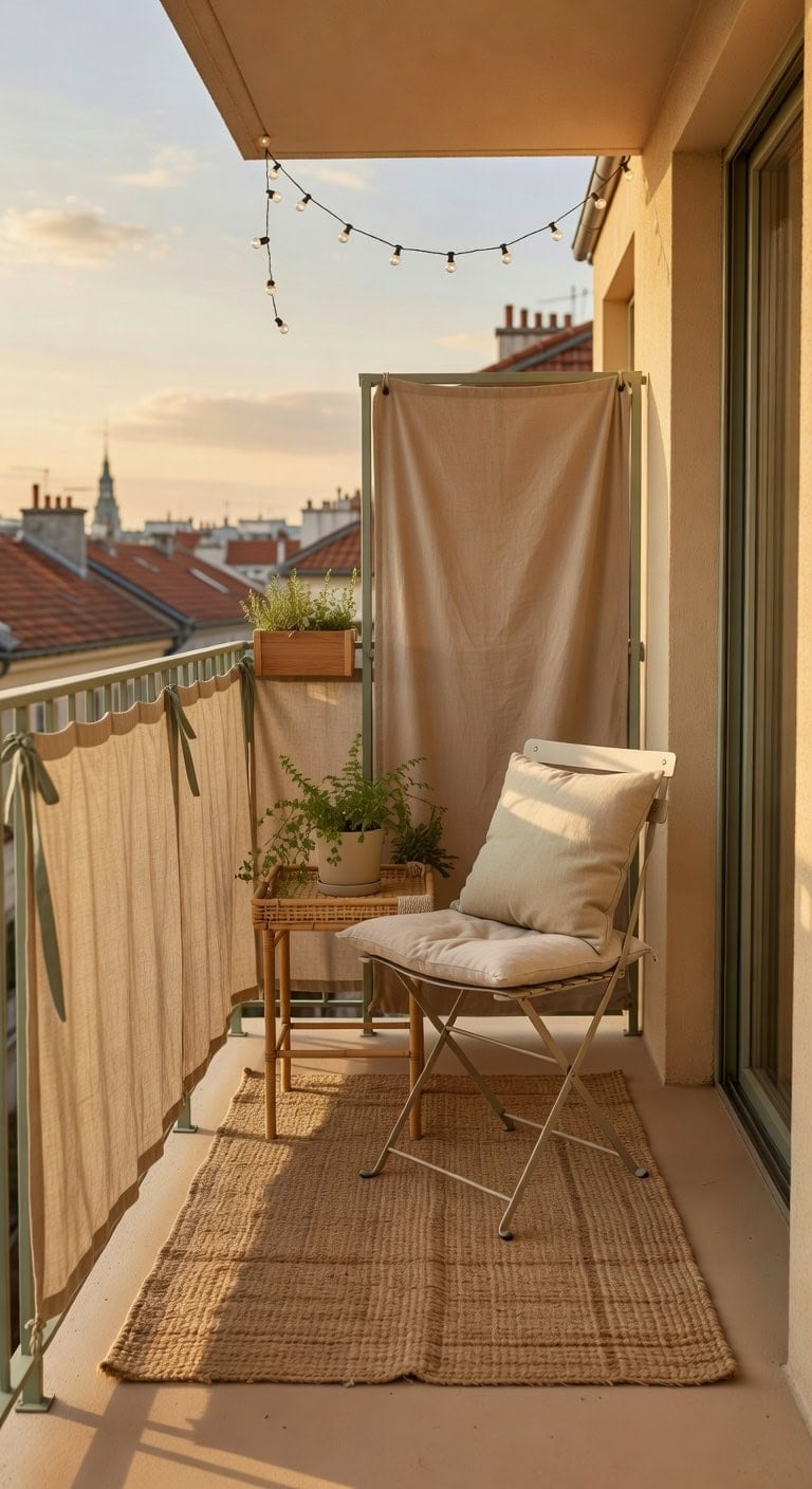 beige linen balcony oasis