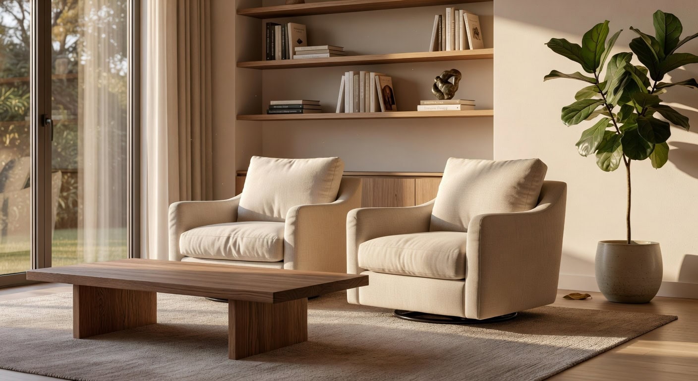 beige linen swivel accent chairs