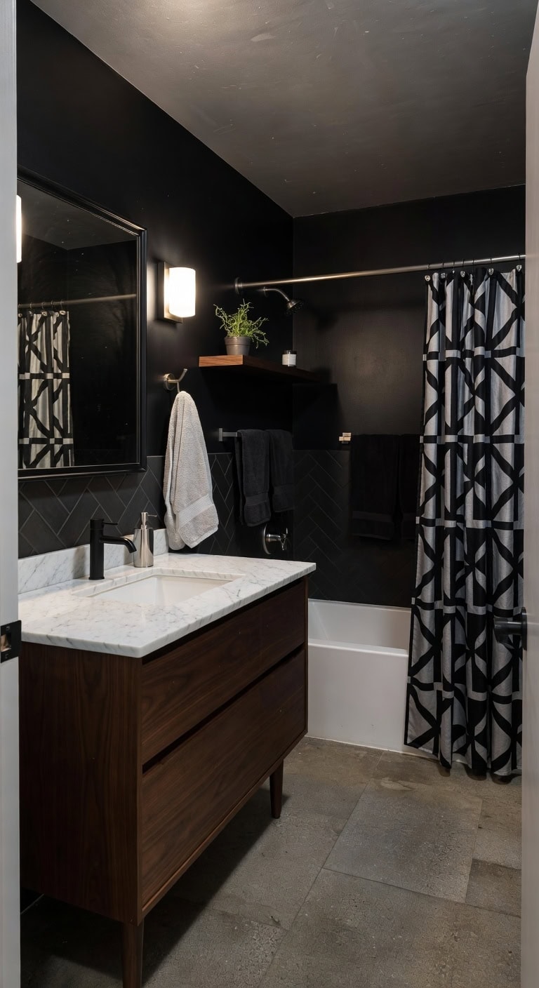 black and brass mid century elegance