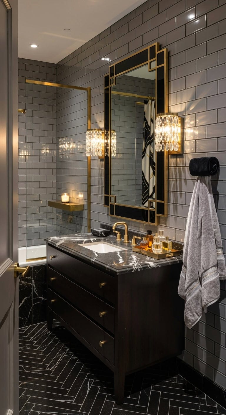 black and gold art deco