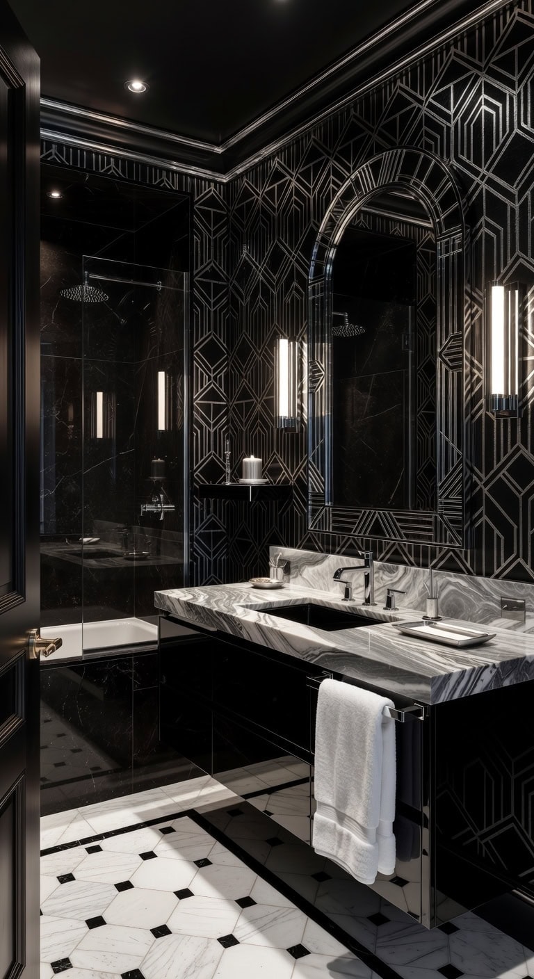 black geometric chrome accents
