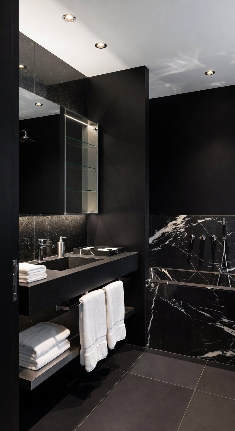 black granite luxe bathroom