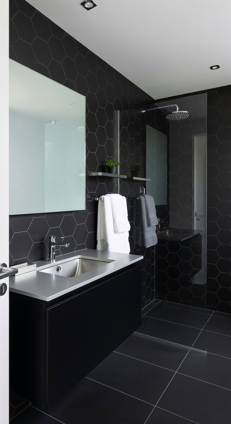 black hexagon chrome accents