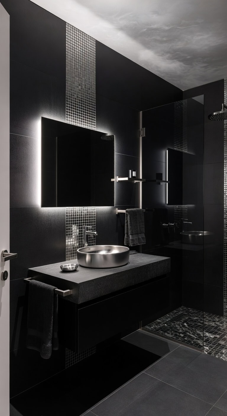 black led backlit luxury bathroom