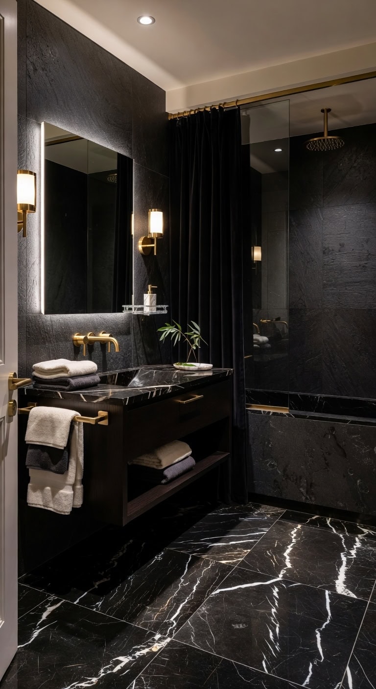 black marble and brass