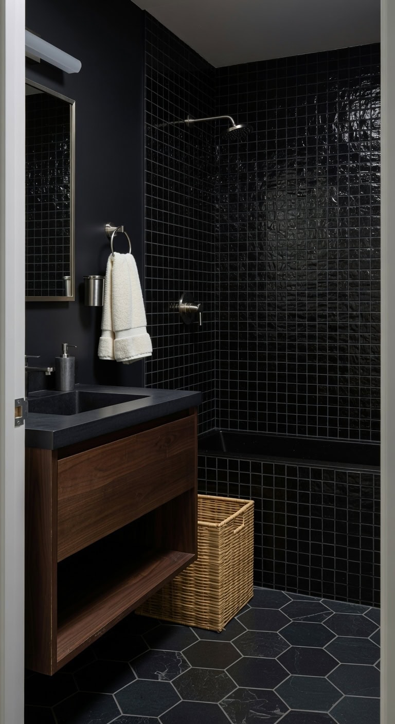 black recycled glass accents