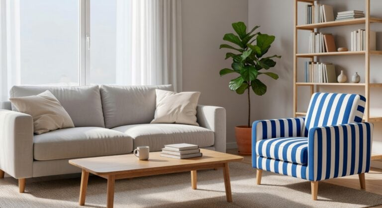 blue and white striped chairs