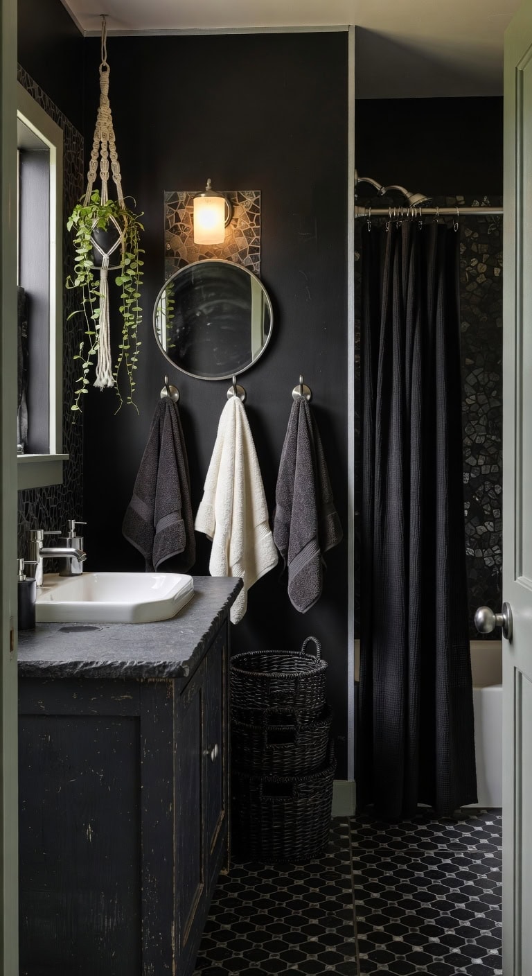 boho black woven chic