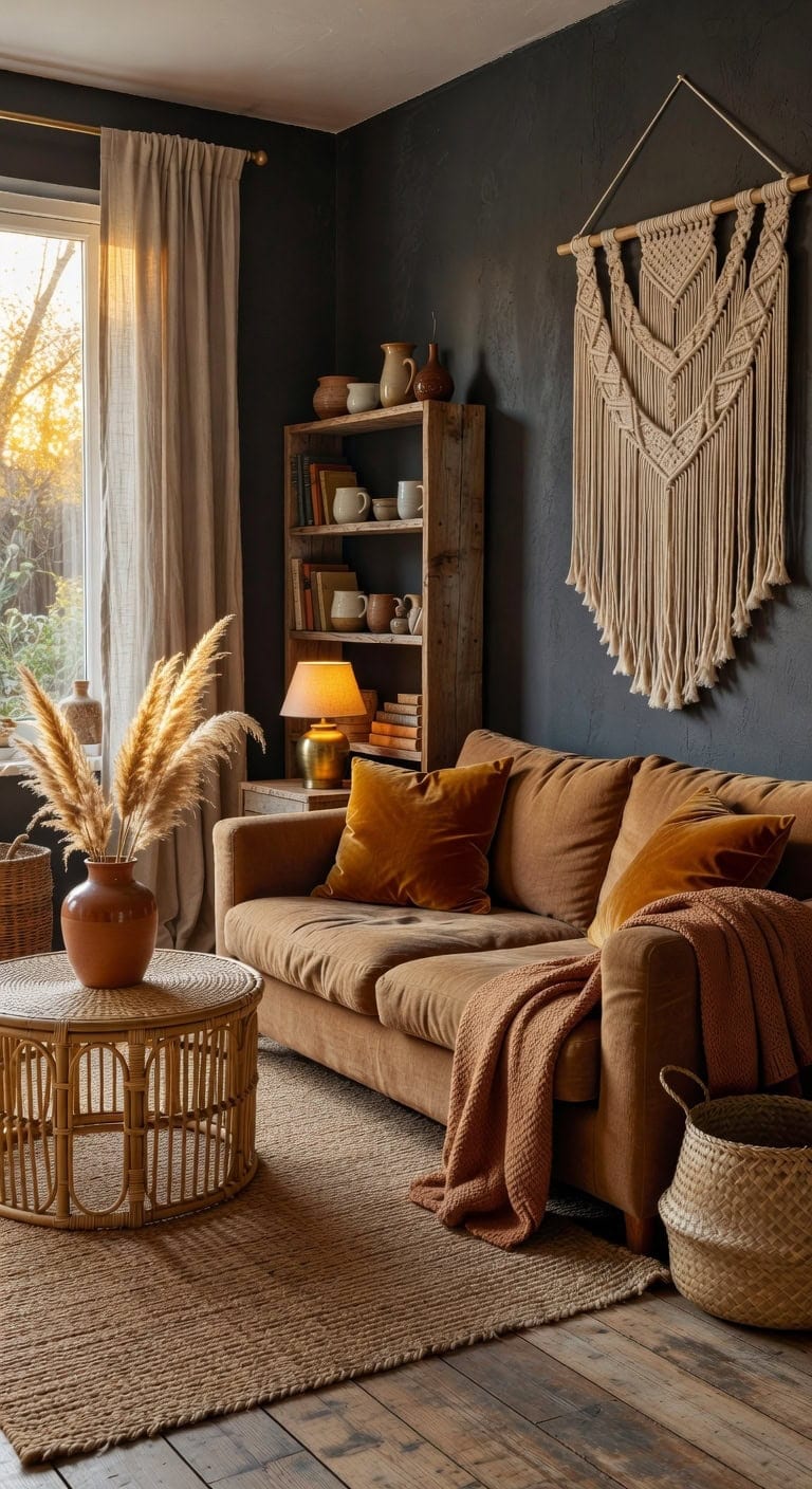 boho charcoal terracotta texture