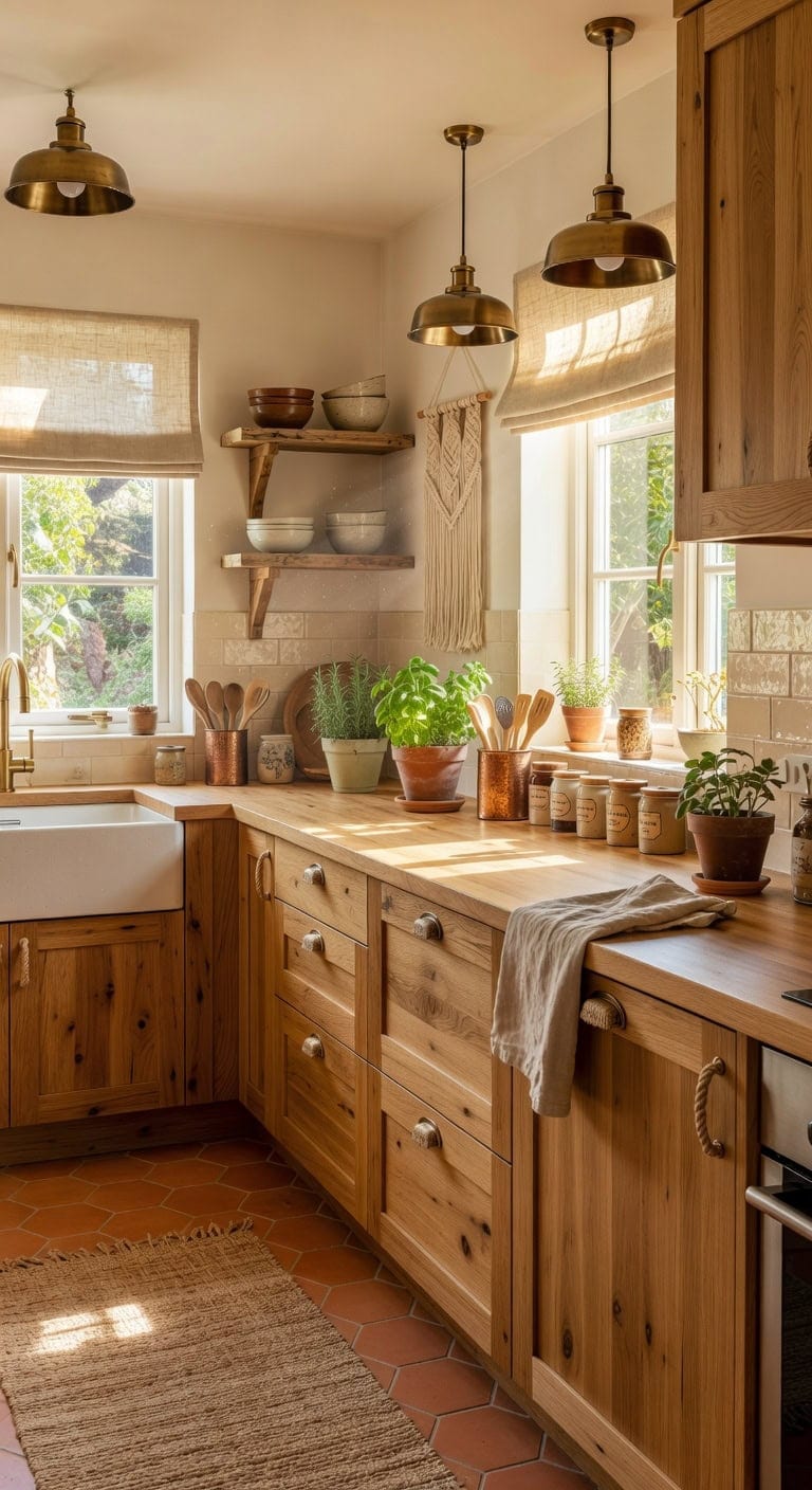 boho oak kitchen warmth